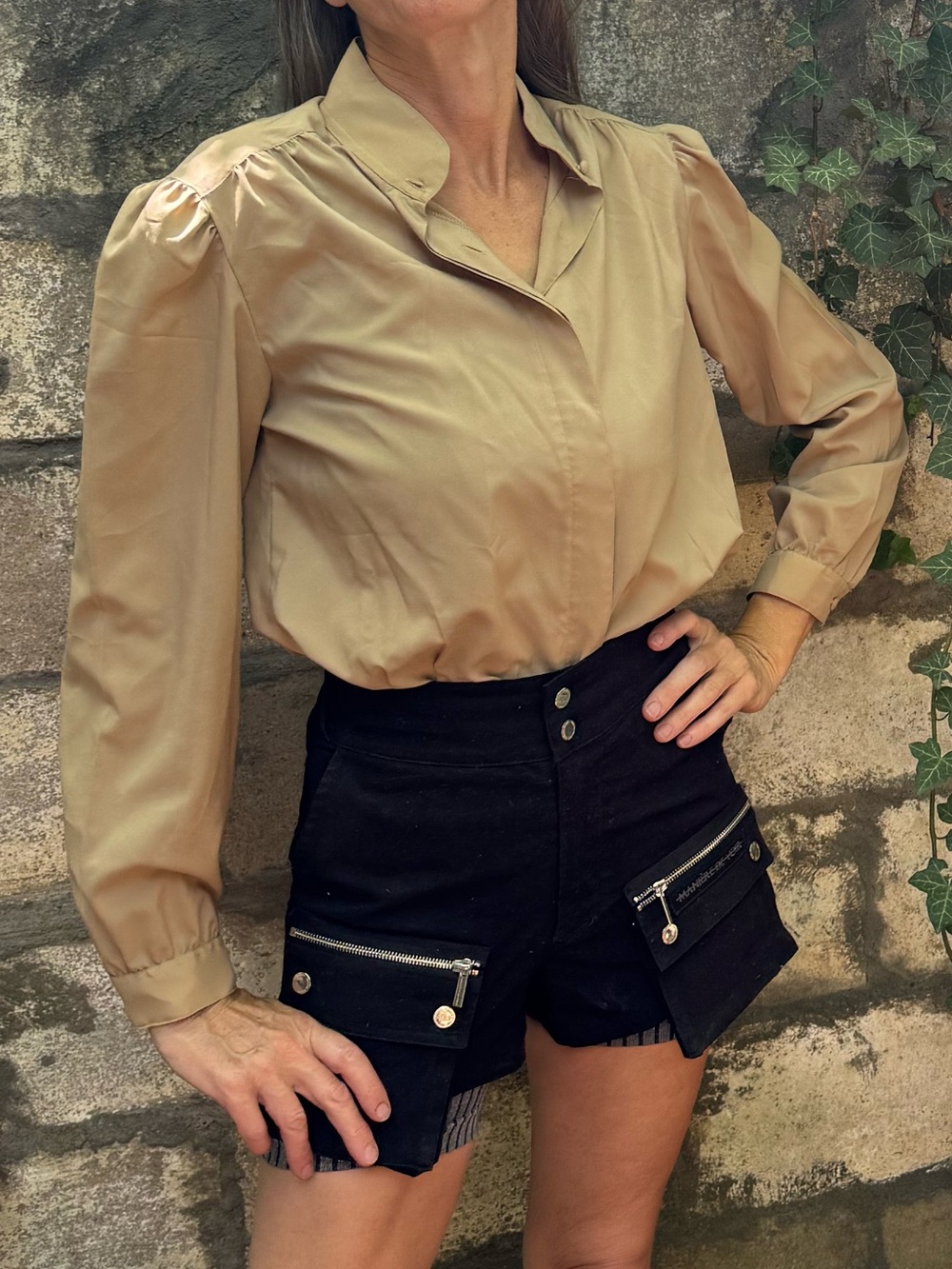 Vintage basic Casual Corner Tan Blouse